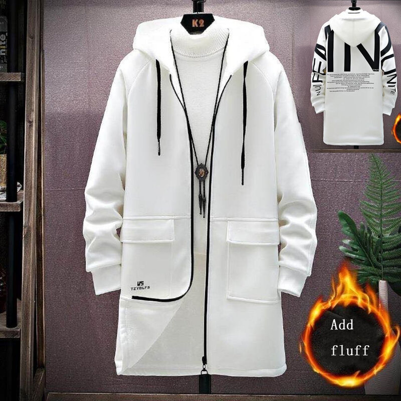 Hong kong outono e inverno estilo masculino meados e longo blusão nova marca grande moda imprimir estilo faculdade casaco bonito