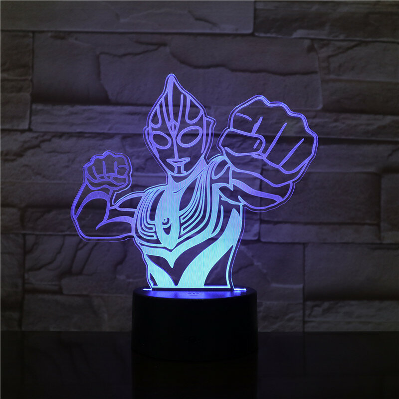 Mới Amroe Novetly Lampara Ultraman Altman 3D RGB LED Ban Đêm Đèn Ngủ Để Bàn USB Cảm Ứng 7 Màu Thay Đổi Kid cậu Bé Món Quà Giáng Sinh