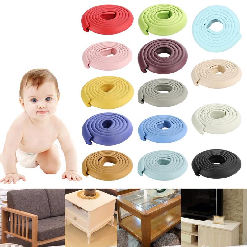 Protector de escritorio de esquina de seguridad para bebé de 2m, protección de mesa de goma para niños, borde suave en forma de L