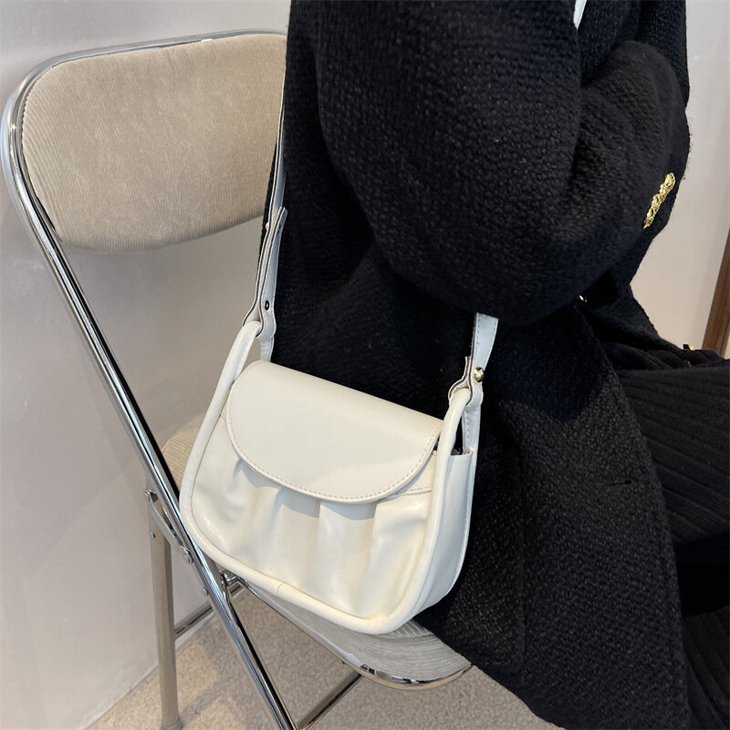 New Fashion Messenger Bag Fold Design Shoulder Bag Simple Handbag Handbag Female Bag