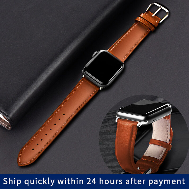 Pulseira de couro para apple watch, alta qualidade, 44mm, 40mm, 42mm, 38mm, faixa 6 se 5, 4, bracelete de iwatch série 3, 2, 1