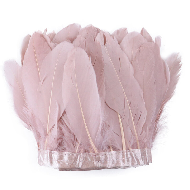 6-8 Inch Goose Feathers Trim For Crafts Pink Plumas On Ribbon Wedding Dress Accessories Hanging Wall Decorative Feathers 2 Yards