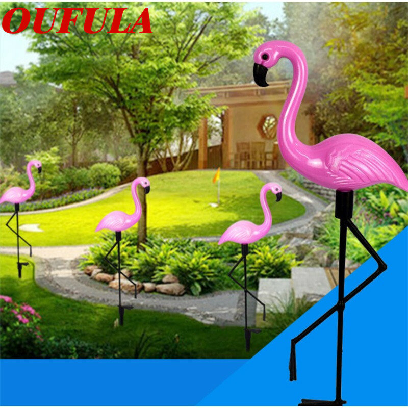 OUFULA New Products Solar Landscape Lights Lawn Lights Villa Outdoor Waterproof Garden Ground Floor Light LED Flamingo