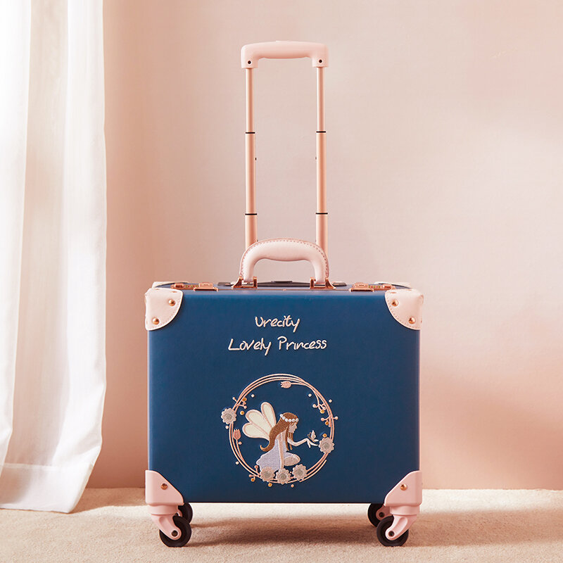 レトロ2のスーツケース16インチ荷物スーツケースpuドローバーローリング荷物袋トロリーケース旅行スーツケースホイール