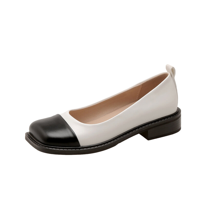 Zapatos planos con punta cuadrada para Mujer, calzado poco profundo Lolita, Vintage, Oxford, sin cordones, 33