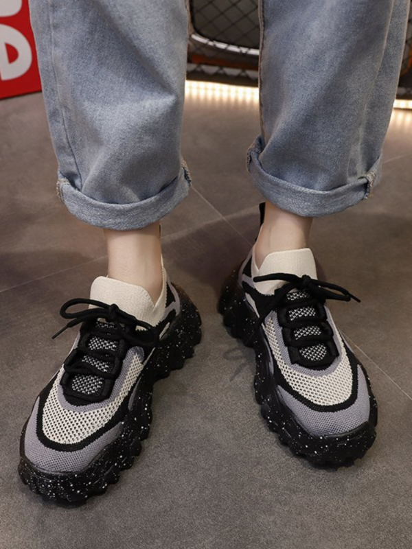 Zapatos de malla con plataforma de material respirable para mujer, zapatillas deportivas informales a la moda, para primavera y verano, 2021