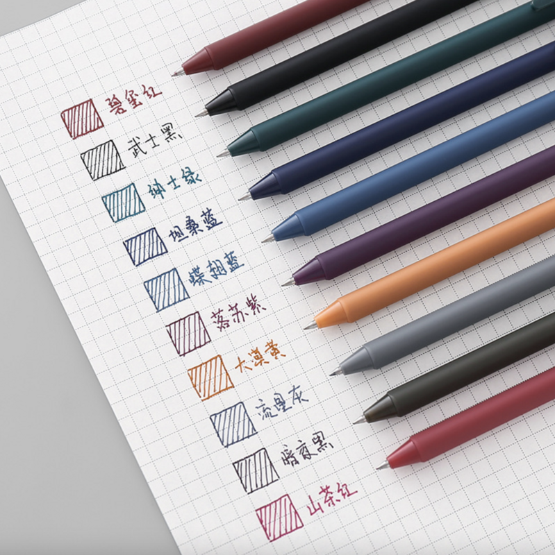 5 Stks/set 0.5Mm Retro Donkere Kleur Balpen Briefpapier Set Creative Driehoekige Kids Gel Pen Voor Journaling Schoolbenodigdheden