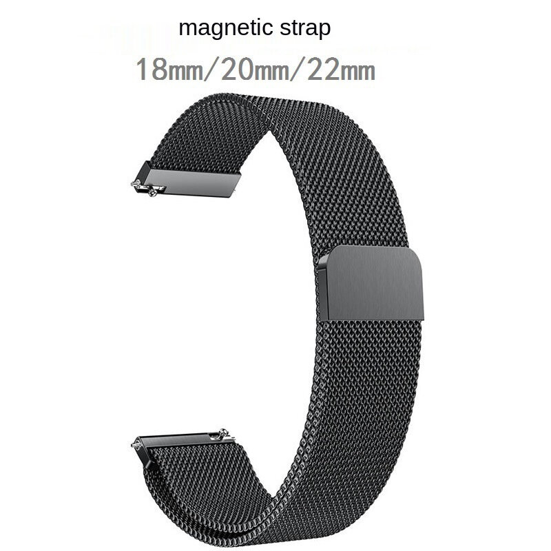 LED magnetic suction strap 18/20/22mm stainless steel magnetic suction electronic watch flat head strap