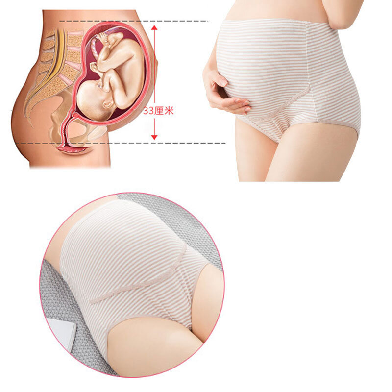 1 sztuk Stripe Plus rozmiar bawełniane majtki ciążowe wysokiej talii majtki dla kobiet w ciąży bielizna ciążowa figi ciążowe