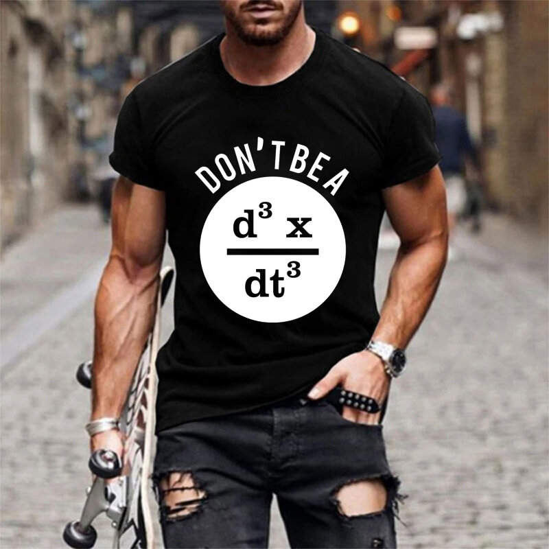 Camiseta masculina divertida, não seja a d3xdt3, camiseta masculina com estampa geométrica matemática, gola em o, camisetas masculinas luminosas
