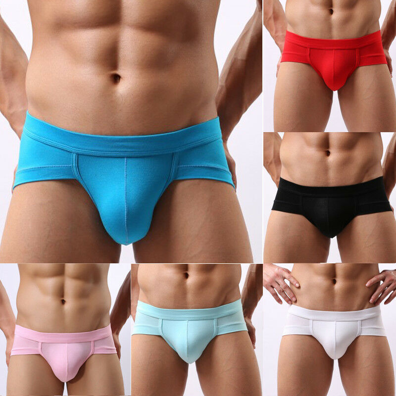 New Trendy Solid Low Waist Mens Seamless Low Waist Short Boxers Pants Underwear Underpant Black Gray Pink Red White Blue