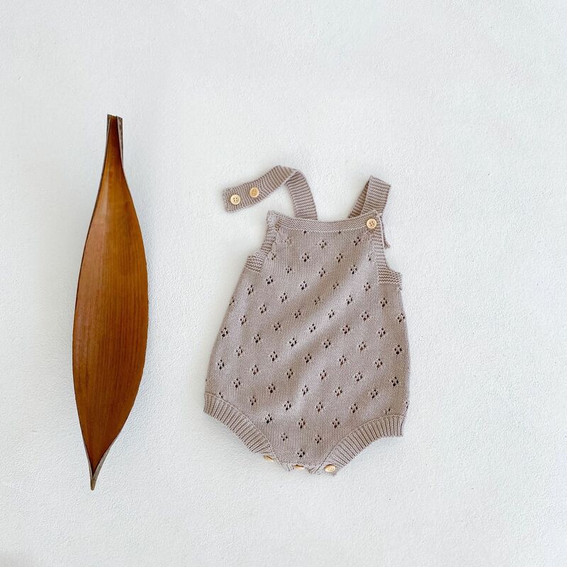 Yg-Tirantes ahuecados para bebé, hilo de algodón, ropa caqui de 0 a 2 años, ropa de punto de una pieza, ropa de escalada Triangular