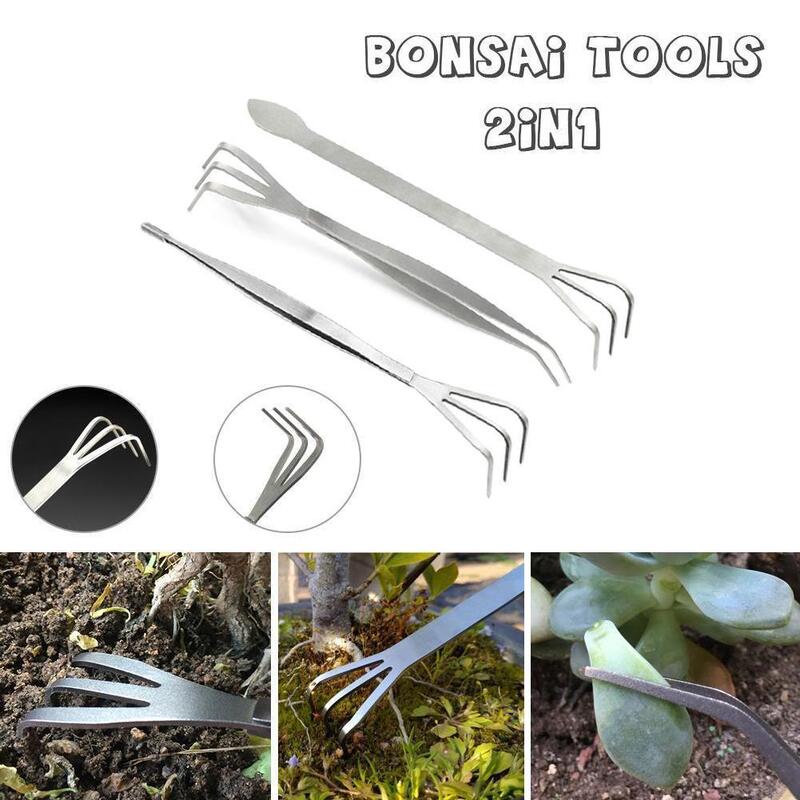 Rastrillo de zanahoria de acero para bonsái, espátula multifuncional para jardinería, herramientas para el suelo, N4M3, 1 unidad