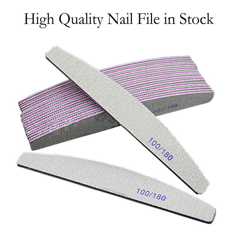 Double-Sided Professional Nail File Nails Buffer Sandpaper for Manicure Pedicure Equipment Half Moon Sanding Files Tools 100/180