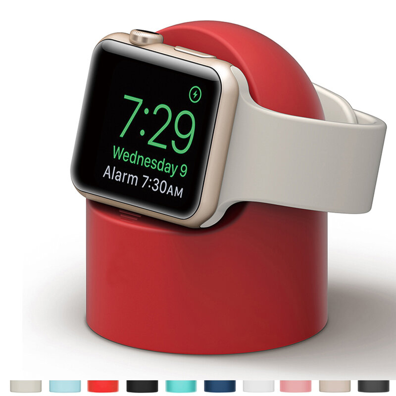 Soporte de cargador para Apple Watch 6, 5, 4, 3, 2 SE, correa de iWatch de 42mm, 38mm, 44mm y 40mm, soporte de cargador de silicona para accesorios de apple watch