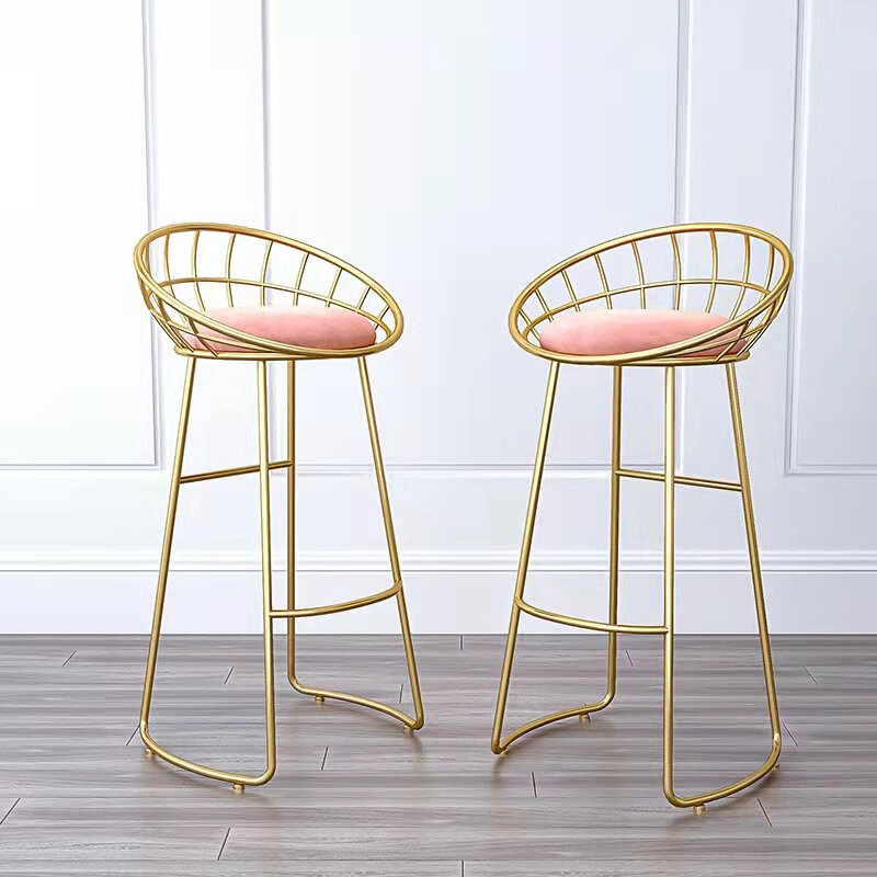 Modern bar chair home leisure high stools Nordic backrest bar furniture simple bedroom Wrought iron dressing Nail  chairs
