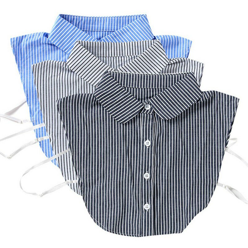 Striped Gefälschte Kragen Für frauen der männer Shirts Abnehmbare kragen Pendler OL Damen Gefälschte Kragen Halb-Hemd