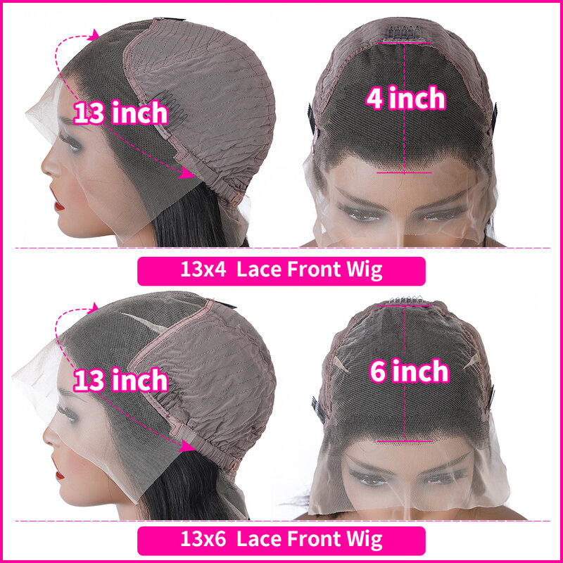 Tthair-peruca lace front, 13x6, cabelo humano, brasileiro, remy, densidade 150, lace frontal, 13*4