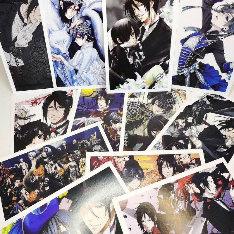 Kuroshitsuji-Tarjetas de Anime de mayordomo negro para niños, tarjeta de felicitación, Mensaje, regalo de Navidad, 30 piezas