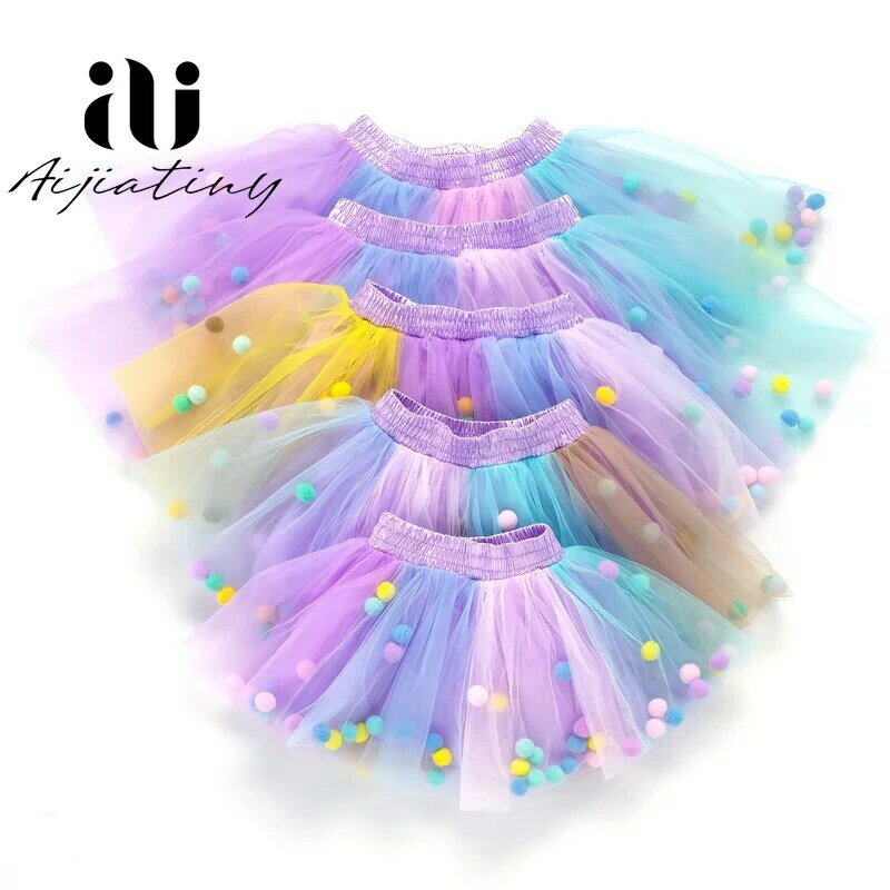 0-10Y Princess Kids Baby Girl Colorful Balls Tutu Tulle Skirt 1 Pieces Bottom Party girls Skirts Clothes Skirt for girls mini