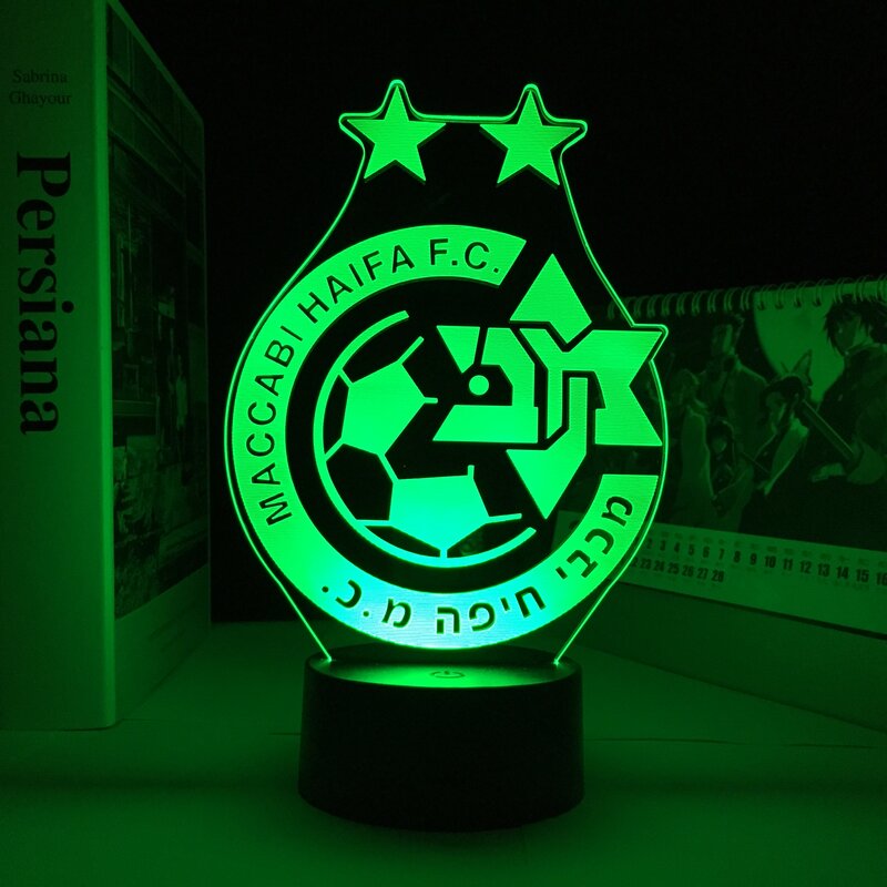3D LED 램프 Maccabi haifa. F.C. 침실 장식 빛 아이 생일 다채로운 선물 LED 밤 빛 만화 아이 선물