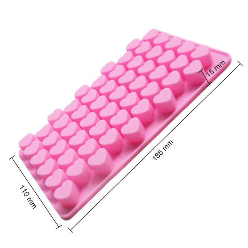 DIY Heart Shaped 3D Silicon Chocolate Jelly Candy Cake Bakeware Mold 55 Holes Pastry Bar Ice Block Soap Mould Baking Tools