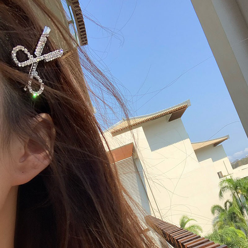 Persoonlijke Shining Kristallen Schaar Vorm Haarspelden Koreaanse Rhinestones Hair Clips Ins Party Haar Snap Haaraccessoires
