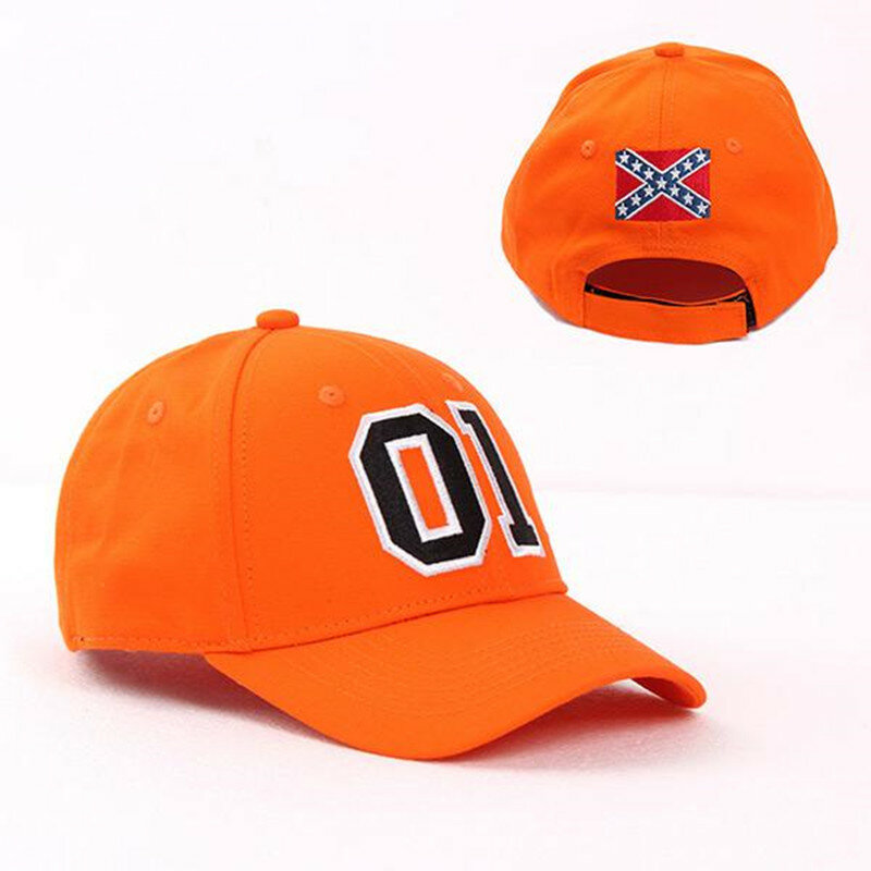 General Lee 01 haftowana bawełna Cosplay kapelusz pomarańczowy dobry ol'boy Dukes czapka z daszkiem regulowana