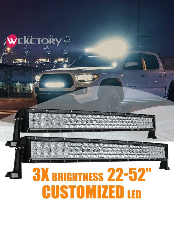 Weketory 5D 22 32 42 52 pollici 200W 300W 400W 500W curvo barra luminosa da lavoro a LED per trattore fuoristrada 4WD 4x4 camion auto SUV ATV