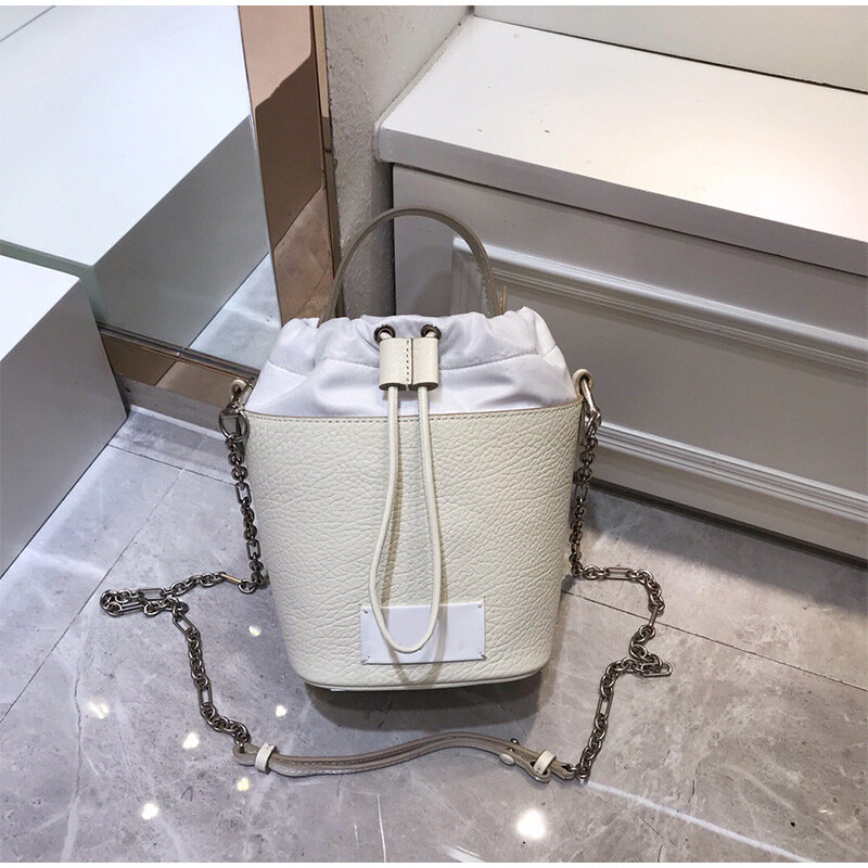Fashion Designers Clutch Bags For Women Real Leather Shoulder Bags Have Number Metal Chain New Drawstring Cowhide Bucket Bags