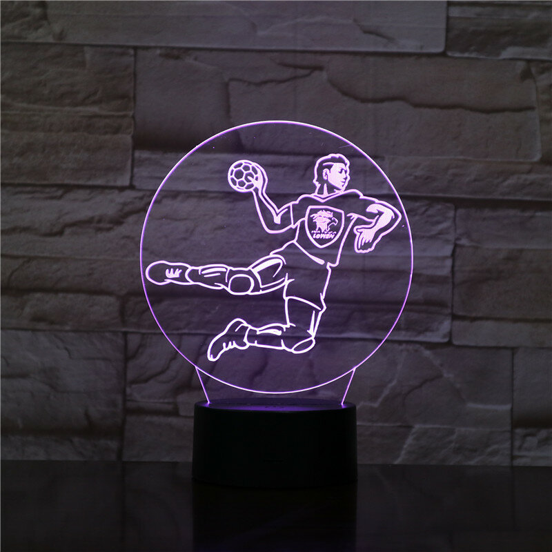 Светодиодная 3d-лампа в виде гандбола с сенсорным экраном 7 цветов, настольная лампа с сенсорным основанием, детский ночсветильник для сна, С...