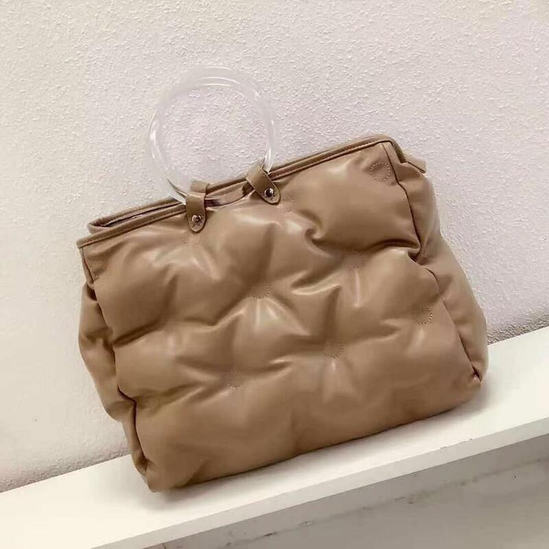 Fashion Space Padded Large Capacity Tote Women Handbag Designer Round Handle Handbags Leather Down Cotton Shoulder Crossbody Bag
