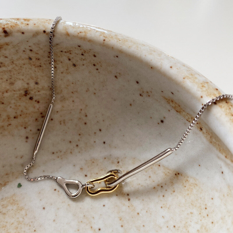 Корейская версия 925 стерлингового серебра ожерелье, будет отличным подарком для женщин с геометрическим рисунком короткие удлиненные чоке...