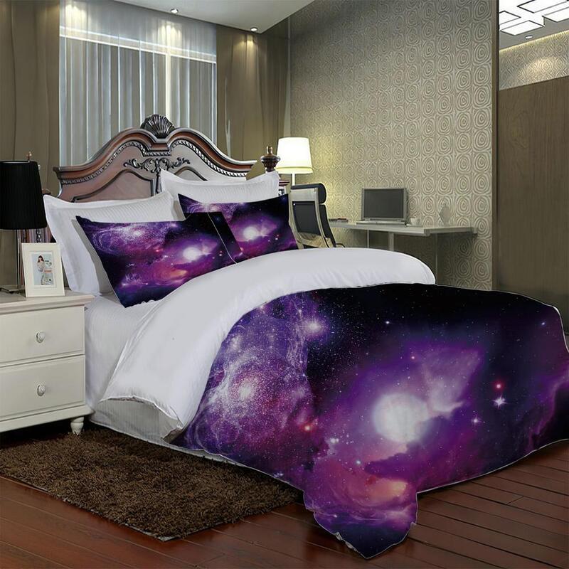 Jogo de cama anti-impacto com estampa de galáxia têxtil universo confortável para decoração de cama de casal king size