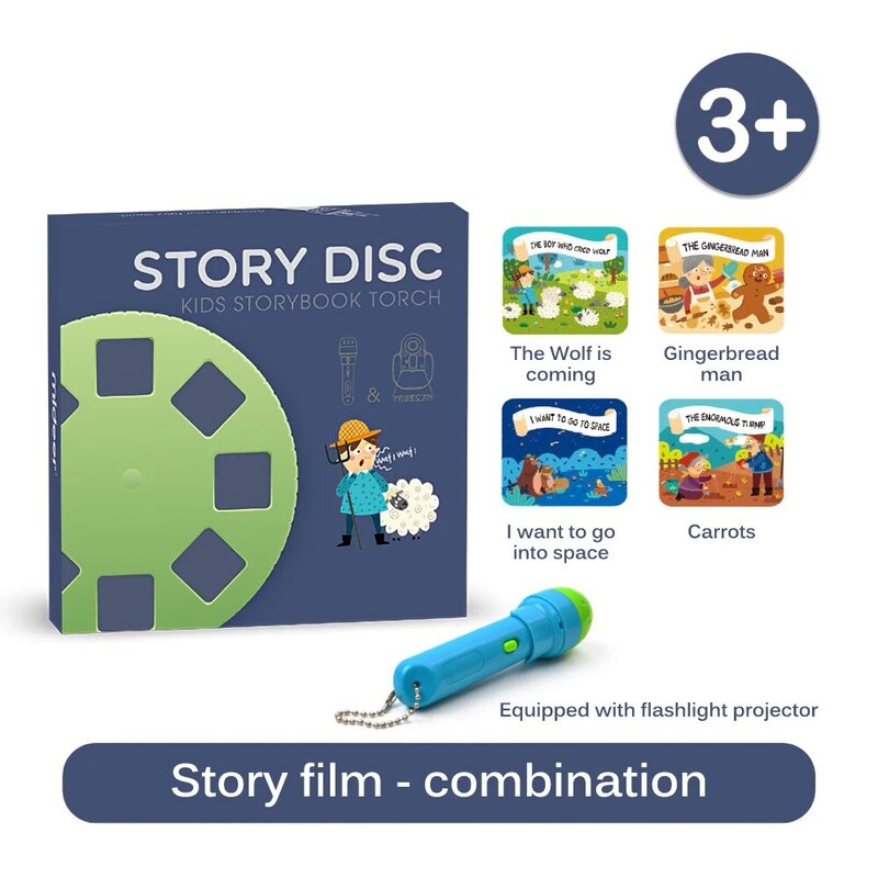 Mainan Edukasi Pembelajaran Anak-anak Proyektor Cerita Anak-anak Kaleidoskop Lampu Mainan Bayi Menyala Malam Proyektor Cakram Film Bercahaya