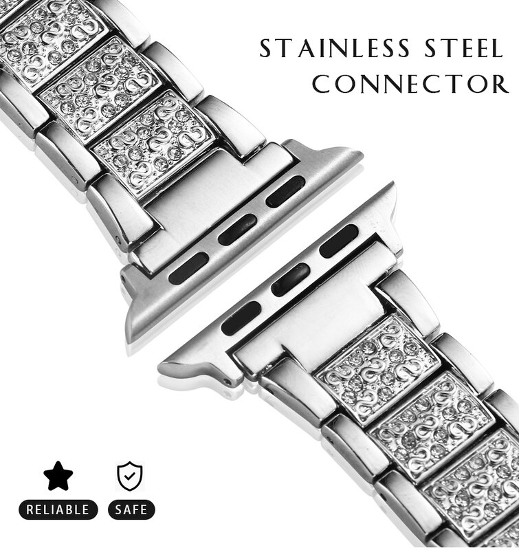 Bracelet en acier inoxydable pour Apple Watch 6 SE, 40mm 44mm 38mm 42mm, bracelet en diamant pour femmes, pour iWatch série 5 4 3 2
