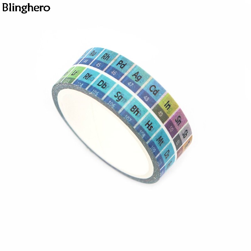 Blinghero 15 Mm X 5 M Tabel Periodik Washi Tape Bergaya Masking Tape Keren Perekat Stationery Tape Decal untuk siswa BH0273