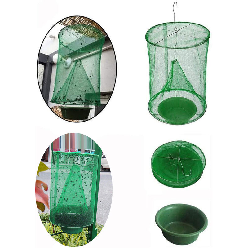 4pcs Outdoor Pest Control Fly Trap Reusable Hanging Folding Ranch Trap Catcher Flytrap Effect Eco-friendly and Safety Flytrap