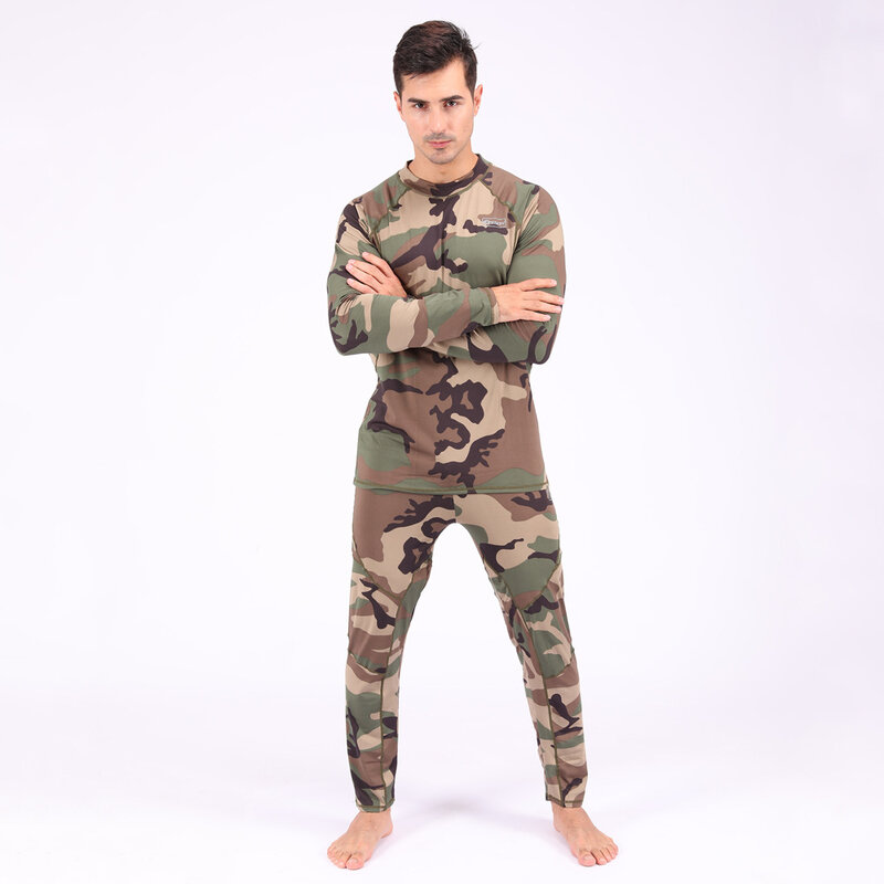 New Men 'S Camouflage ความร้อนชุดชั้นในชุดยาว Johns อเนกประสงค์ยาว Johns การฝึกอบรมกีฬา Camo กีฬา Run Tracksuit ชุดชั้นในกล...