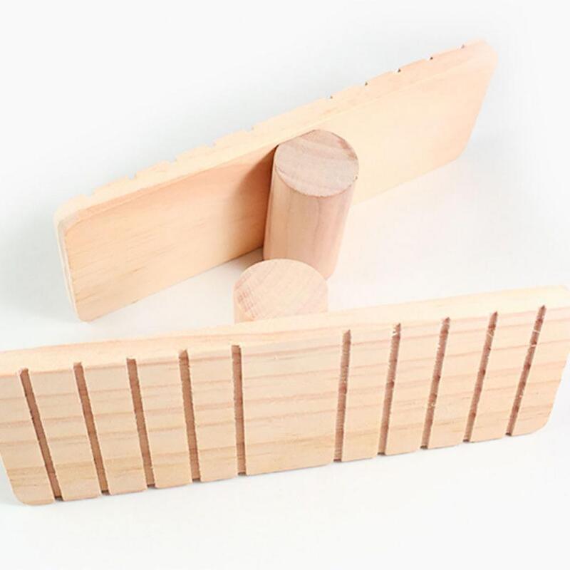 HOTPet-balancín antideslizante de madera para hámster, tablero de té, ardilla, jaula de juguete, ornamento artesanal, 40%