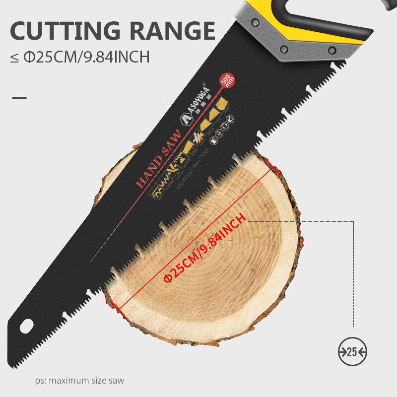 ASOYOGA-sierra de mano resistente para carpintería, conjunto de limas con guantes, sierra de corte de espiga de jardín, 400/450/500mm