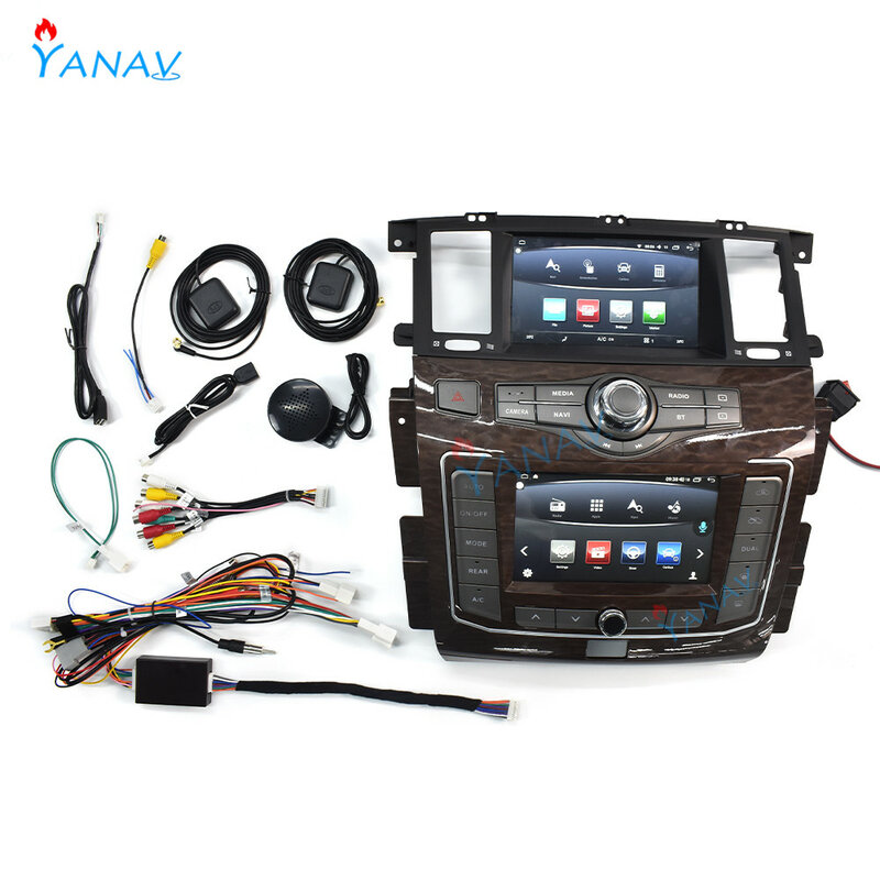 Новейший двойной экран Android автомобильный радиоприемник для Nissan патруль Y62 для Infinity qx80 2010-2020 Автомобильный GPS навигатор мультимедийный DVD пл...