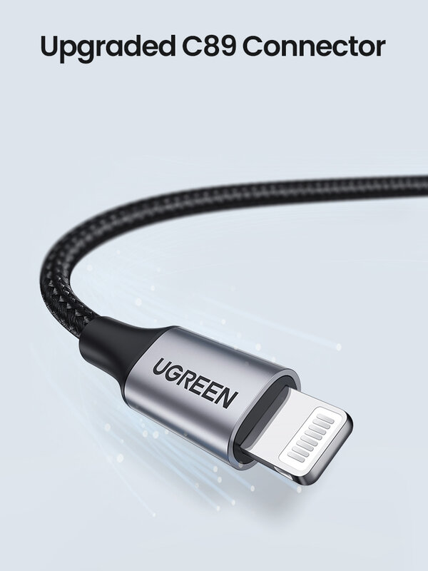 يو جرين MFi كابل USB لهاتف آيفون 13 12 برو ماكس X XR 11 2.4A كابل شحن سريع لايتنينج USB كابل بيانات شاحن هاتف