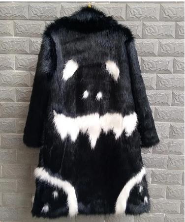 Chaqueta de piel sintética para hombre, abrigo largo con estampado de piel de zorro rompevientos, color negro, blanco, invierno, J2062, novedad