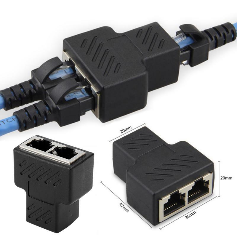 LAN Ethernet Cable Adapter 1 To 2 Way LAN RJ45 Extender Splitter For Internet Cable Connection 1 Input 2 Output Hight Quality