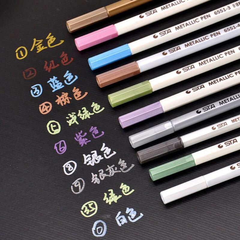 10Pcs 6551BR Metal Markers Paint Pens for Painting Mark DIY Marker Pen Art Marker for Stationery