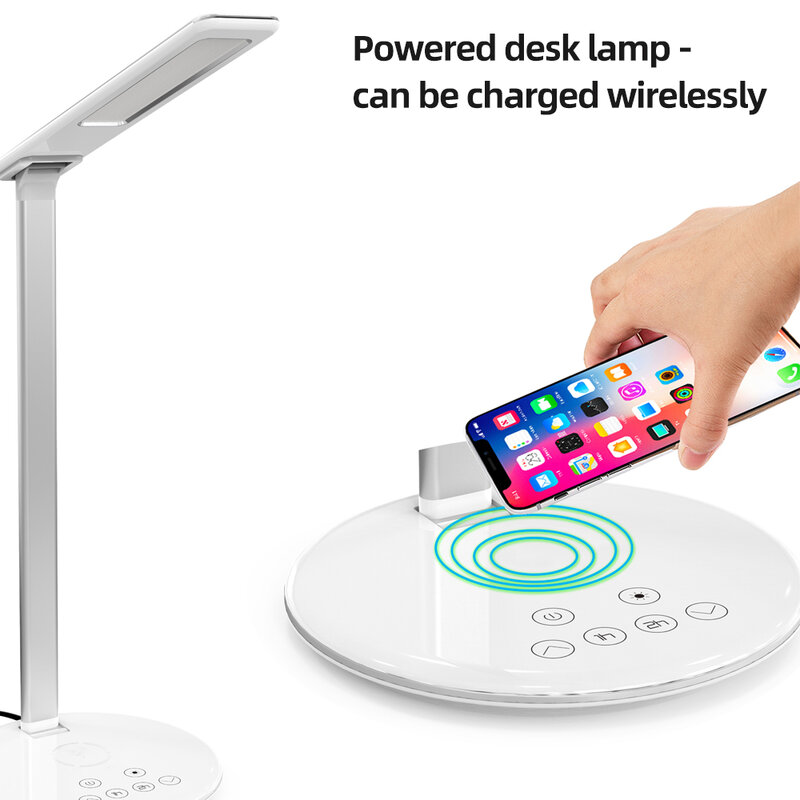 10W LED Desk Lamp With Phone Wireless Charger USB Output Port Adjustable Light Flexible Modern Office Table Light