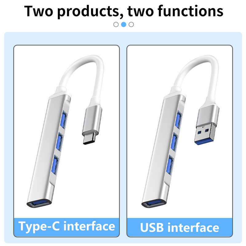 Concentrador de red USB tipo C 3,0 3,1, adaptador divisor múltiple de 4 puertos OTG para Lenovo, HUAWEI, Xiaomi, Macbook Pro 15, Air Pro, accesorios