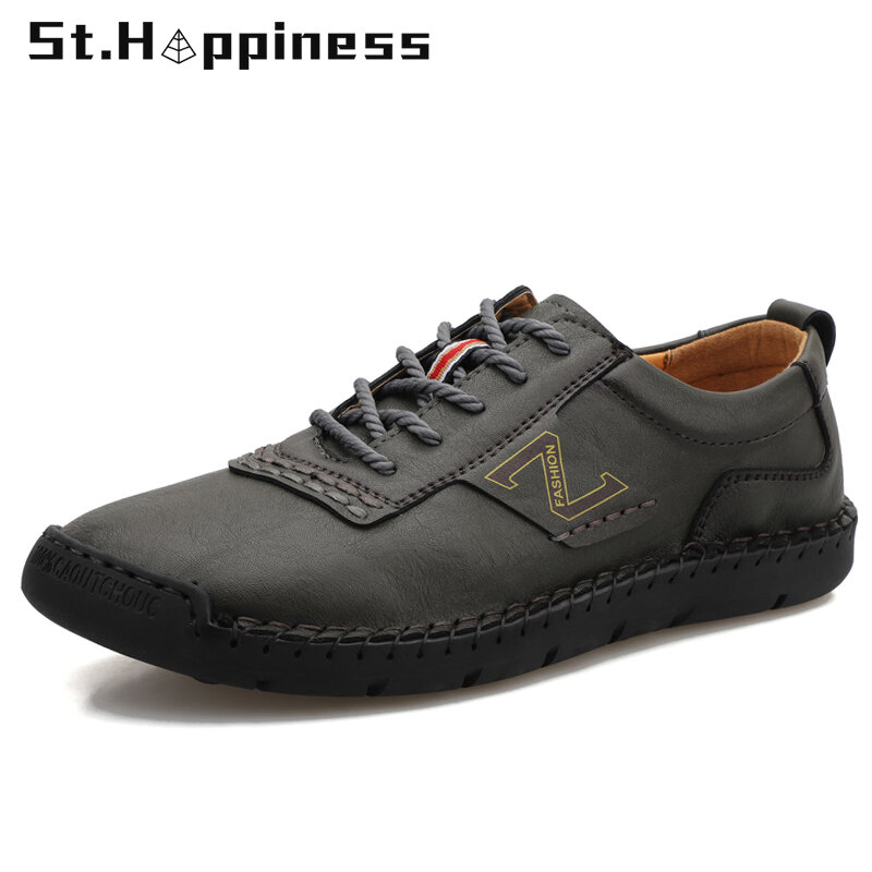 2021 جديد الرجال حذاء كاجوال موضة أحذية قيادة جلدية لينة العلامة التجارية الانزلاق على حذاء مسطح المتسكعون الأخفاف حذاء رجالي حجم كبير 48