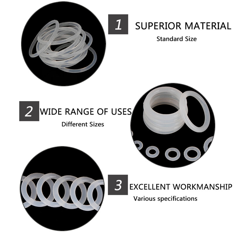 Vmq anel de borracha de silicone, substituição de anel o com vedação branca, anel de borracha de silicone para vedação, arruela do anel de 6mm-30mm cs 2.4mm, acessórios diy s60, 20 peças